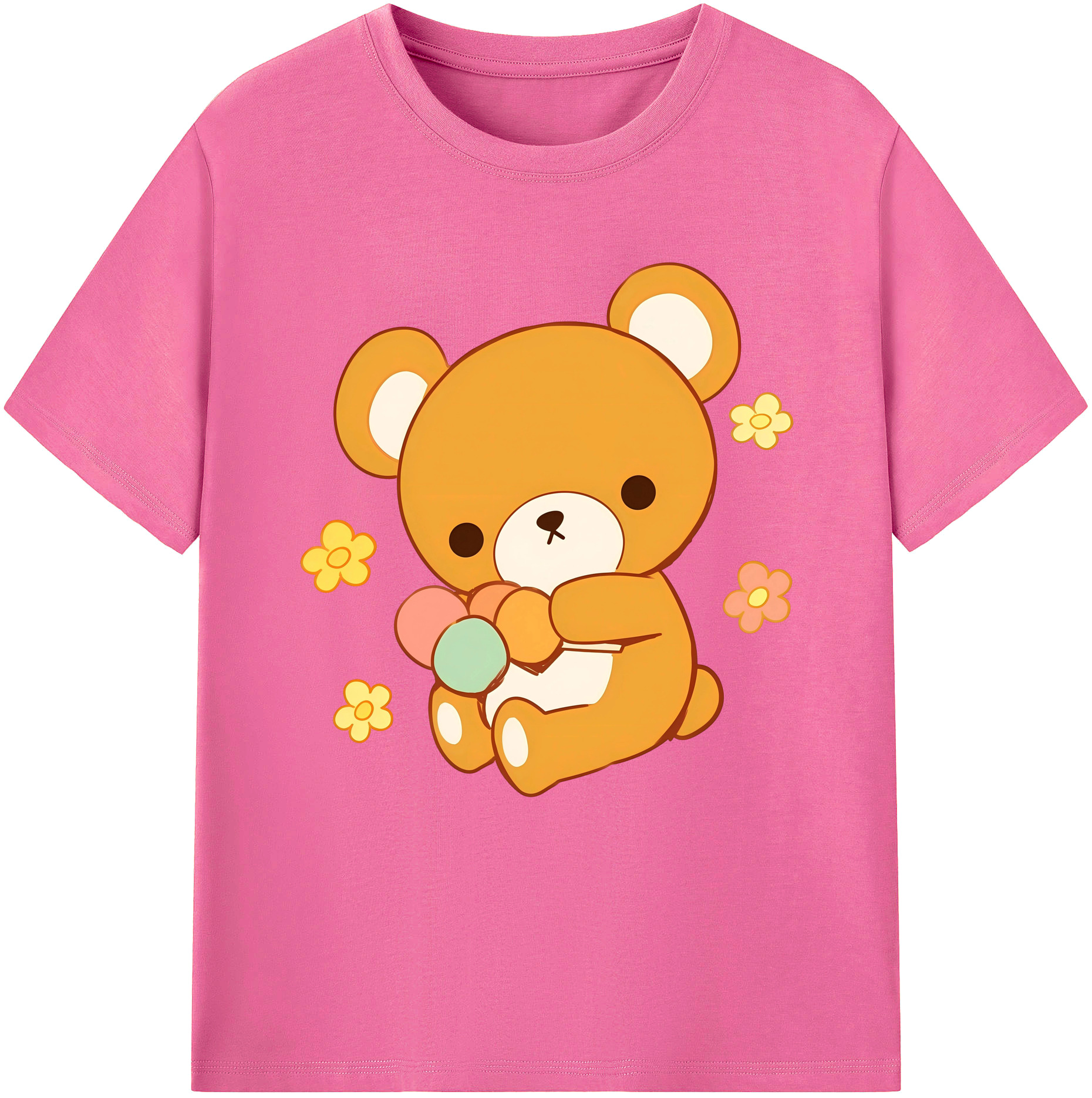 （画像用） リラックマ リラックマ キイロイトリ Rilakkuma Korilakkuma Kiiroitori レディースカジュアルプリントTシャツ（綿100％）